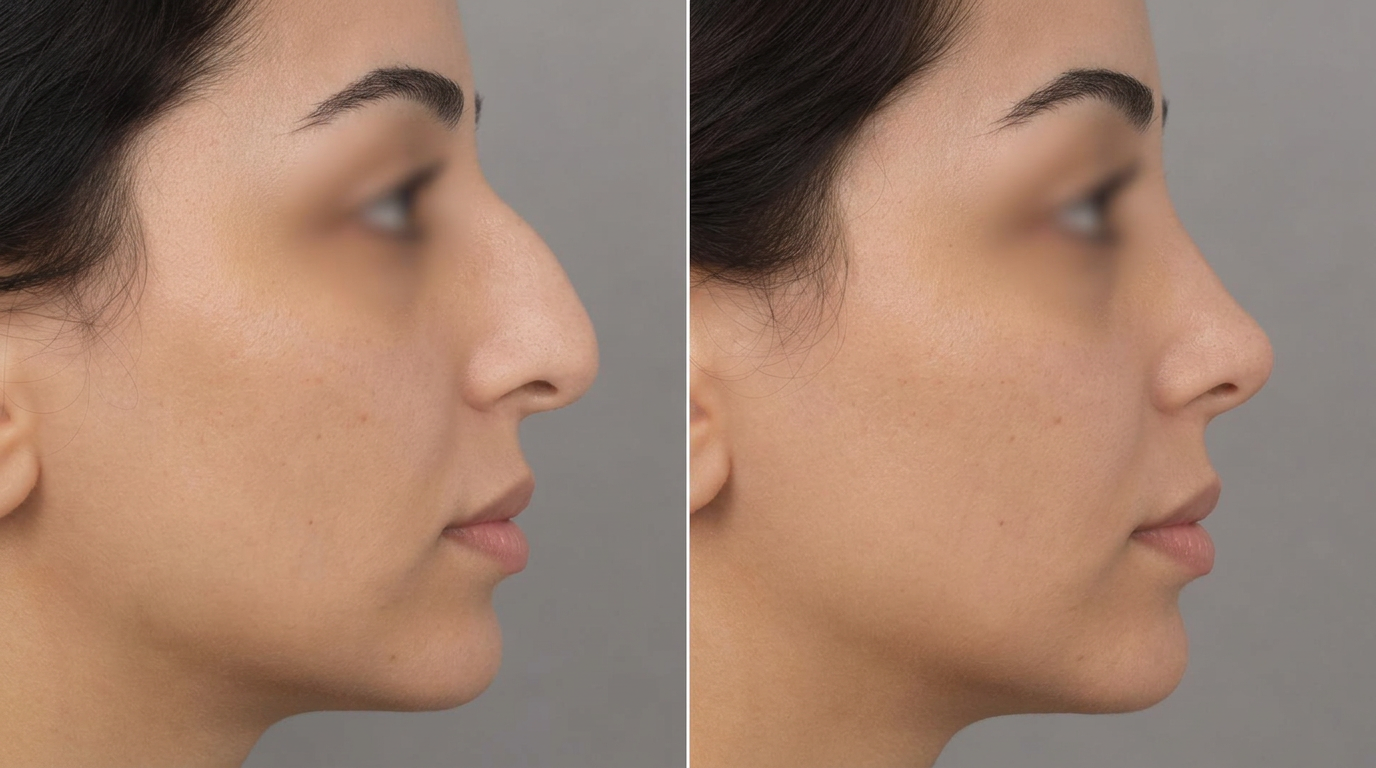 US patient rhinoplasty before and after profile view