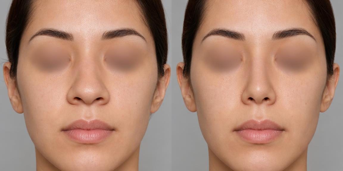 US patient rhinoplasty before and after front view